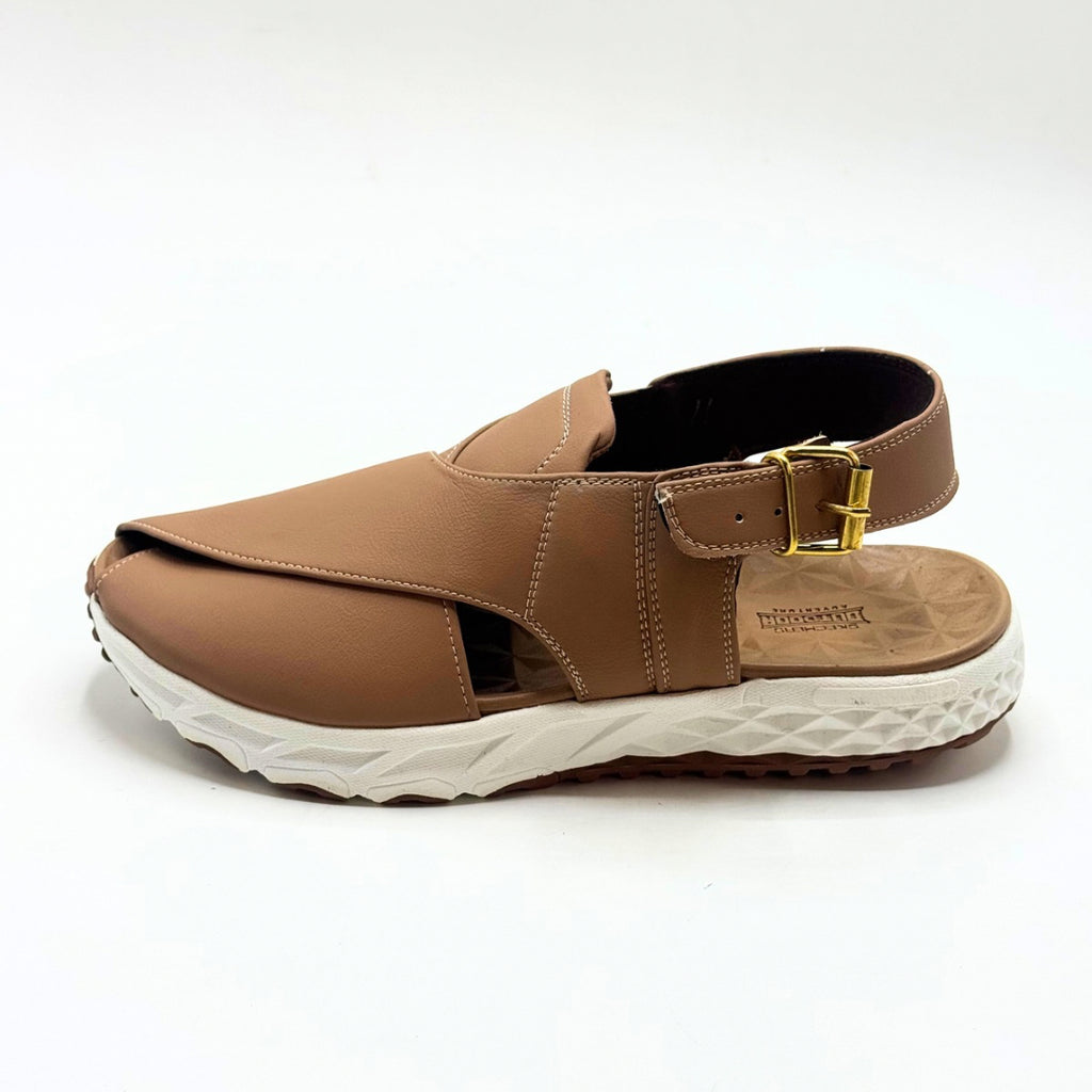 Peshawari Chappal with Sneaker Sole (Camel Brown)