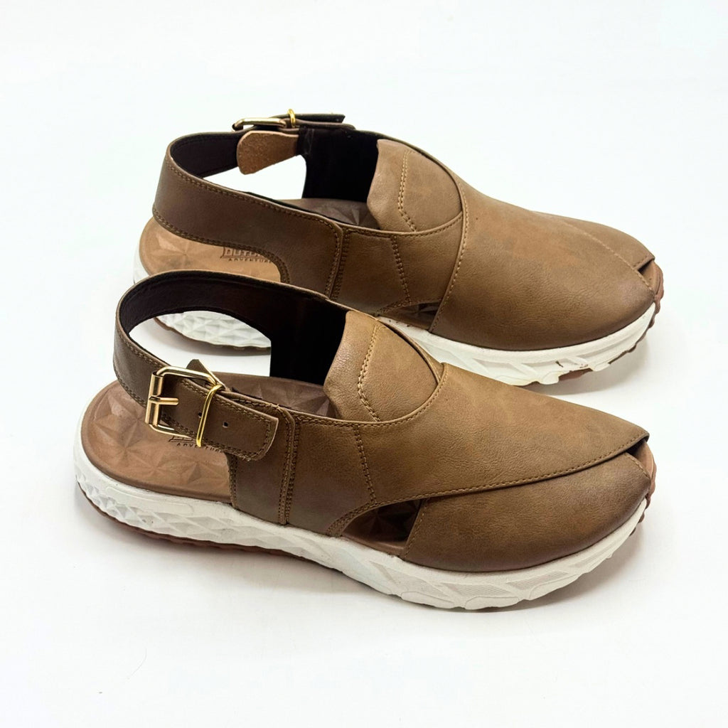 Peshawari Chappal with Sneaker Sole (Earth Brown)