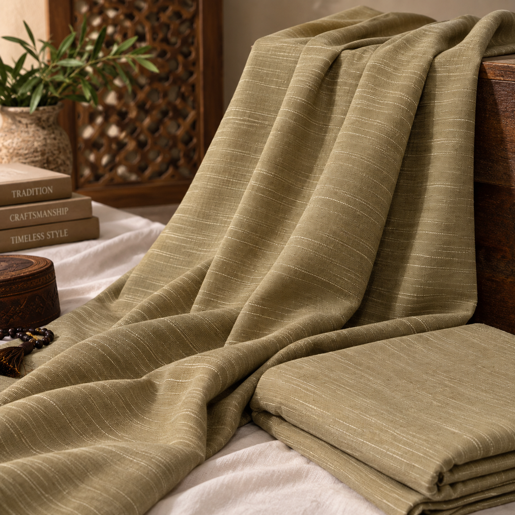 Khamta Khadi - Rustic Texture (Earthy Olive)