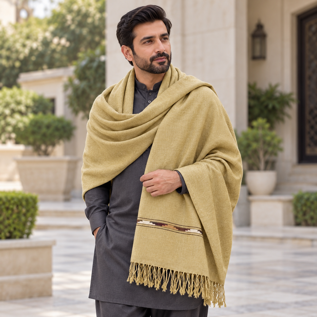 Fine Pashmina Pure 64 Count - 05 lifestyle courtyard