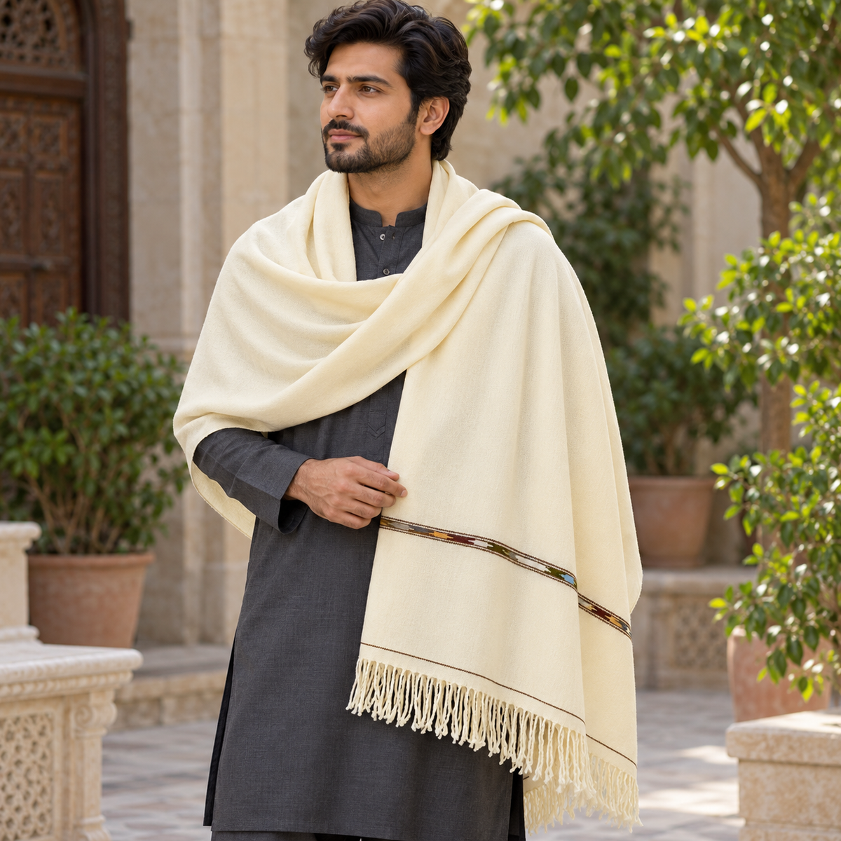Fine Pashmina Pure (72 Count Single) - 05 lifestyle courtyard